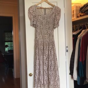 Vintage champagne lace dress, tea length